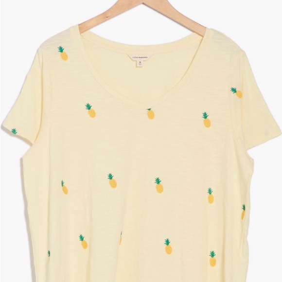 Lucky Brand Pineapple Embroidered Cotton T-Shirt 3X - Picture 3 of 4